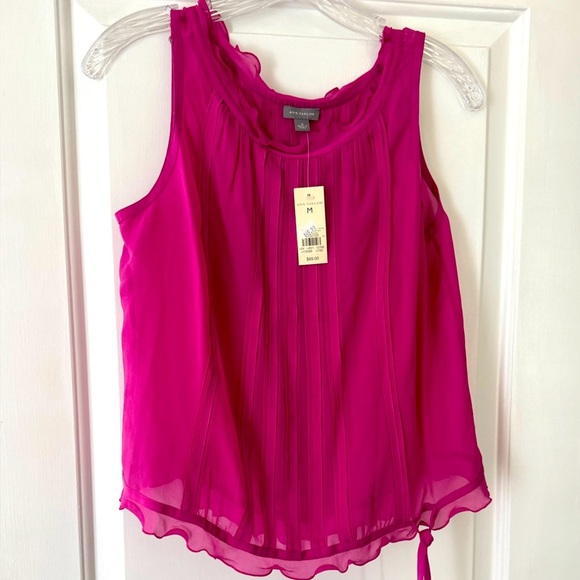 Ann Taylor Tops - 💥Ann Taylor Magenta Pleated Sleeveless Top